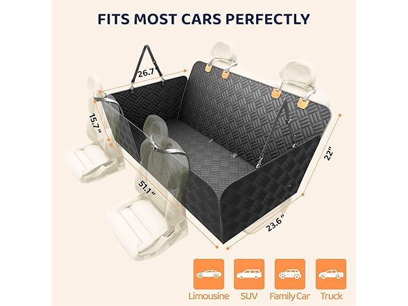 PROZAR Dog Car Seat Cover for Back Seat