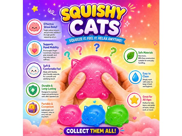 Titan Squishy Sensory Relief, Cat, 3PK