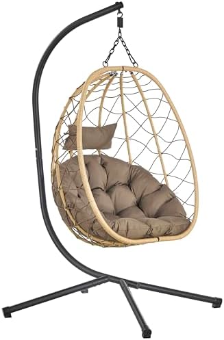 LeisureMod SSCBR-35BR Summit Egg Swing Chair Brown