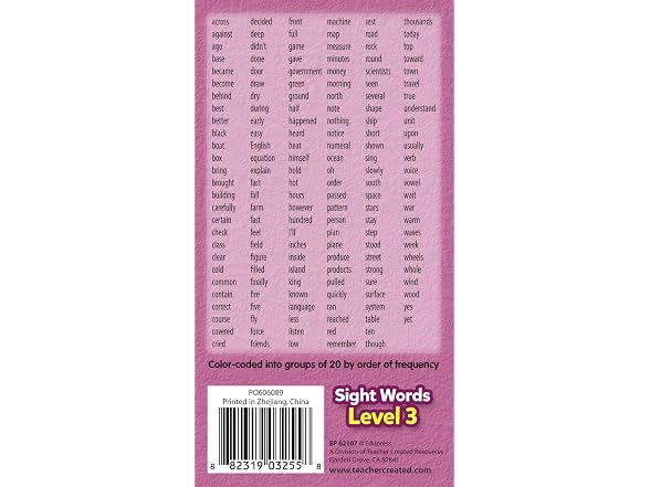 Teacher Created Resources Sight Words 3 Flash Cards