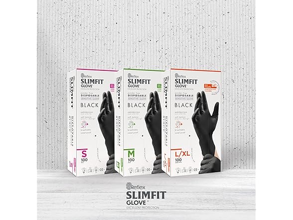 SLIMFIT GLOVE Disposable Black (Medium)