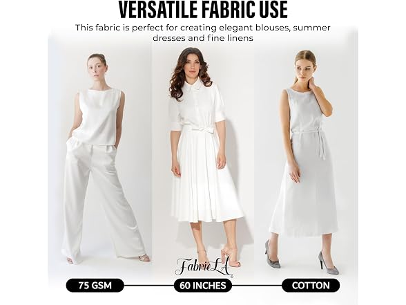 FabricLA Cotton Lawn Fabric 100% Cotton Lining