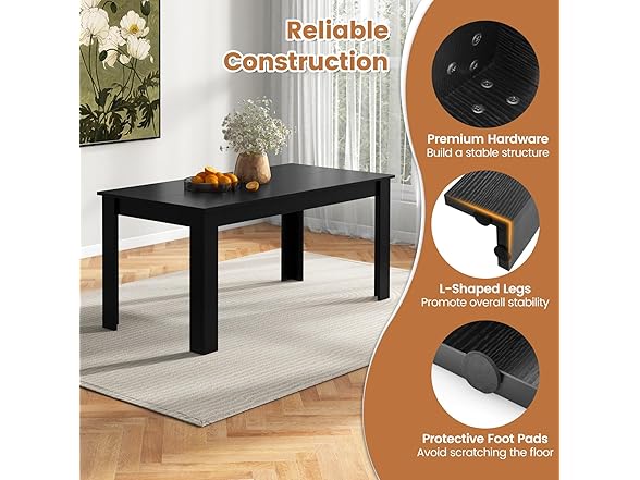 LDAILY Moccha Wood Dining Table for 4-6