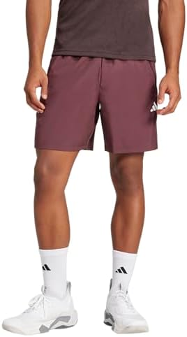 adidas Men's Train Essentials Woven Shorts, Aurora Ruby/White