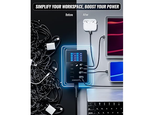SABRENT 8-Port Charging Station w/ LCD Display