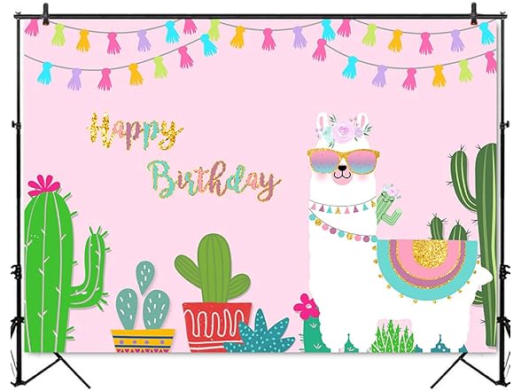 Mocsicka Llama Happy Birthday Backdrop