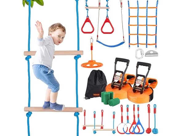 Ninja Warrior Obstacle Course for Kids, 2 x 60ft