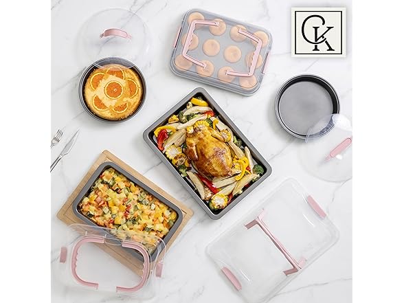 10 Pc Nonstick Baking Pans Set Pink