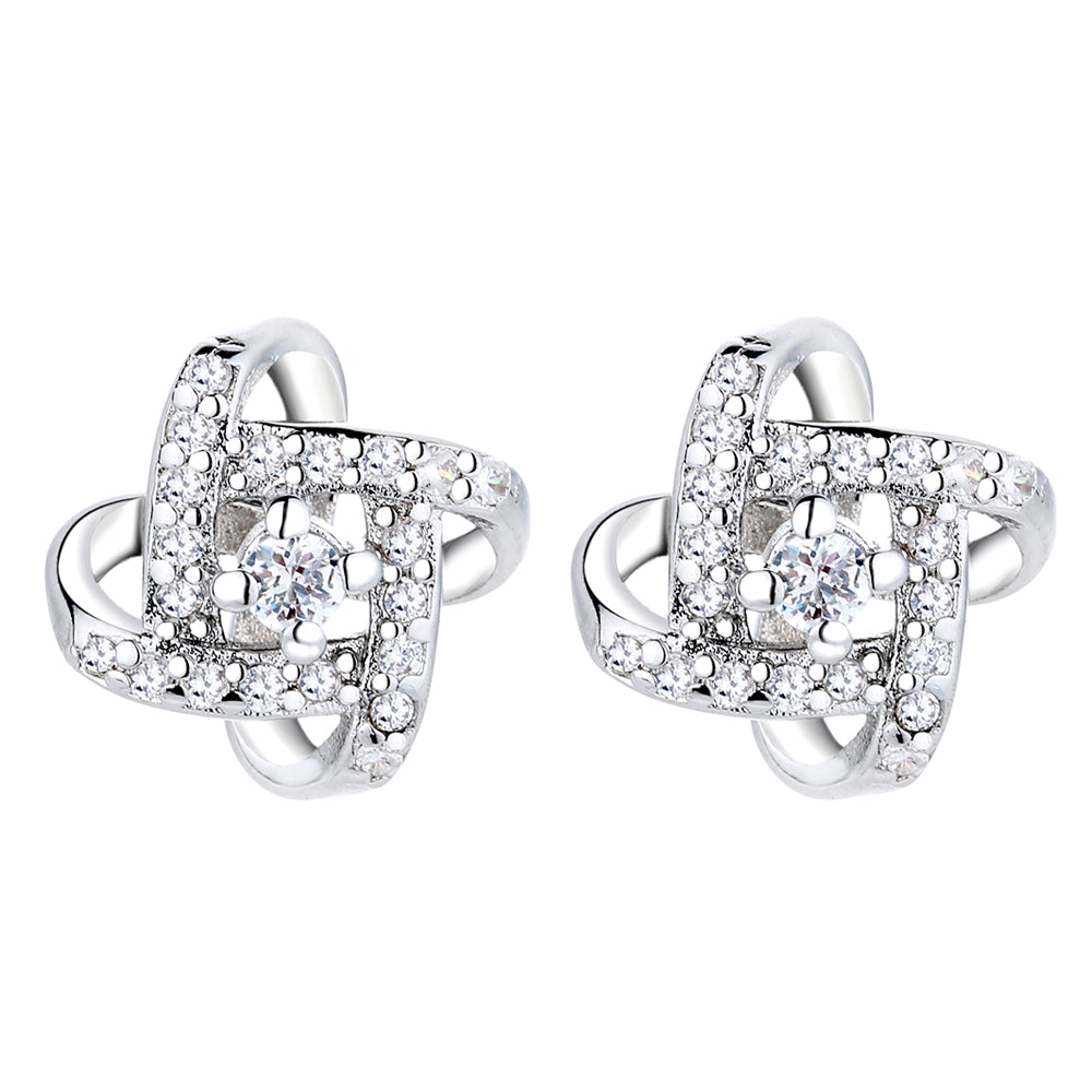 Sterling Silver Love Knot Stud Earrings - Gallery 4