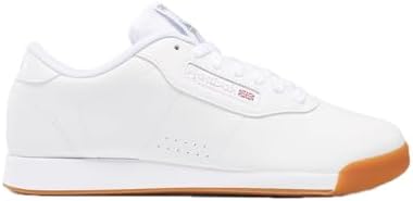 Reebok Princess Sneakers for Women, Comfortable Walking or Tennis Womens Shoes, White/Gum, 7.5