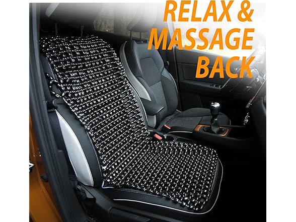 Zone Tech SE0084 Black Wooden Beaded Seat Cover