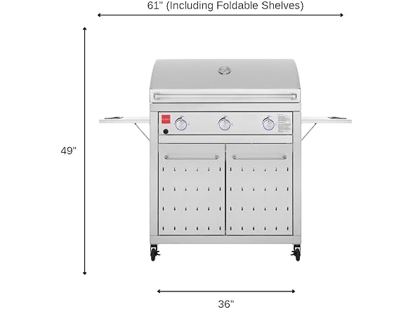 Fuego F36S-NG All 304SS Free Standing Gas Grill