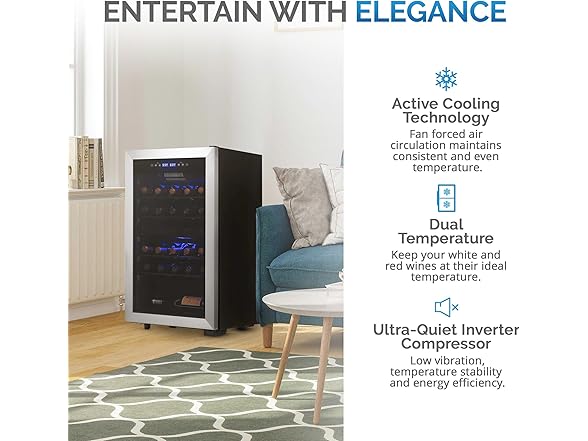 Newair Dual Zone Wine Fridge - 28 Bottles