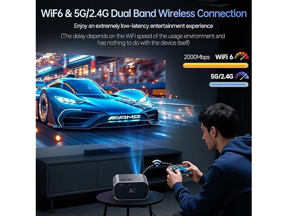Vamvo Home Projector w/ WiFi Bluetooth