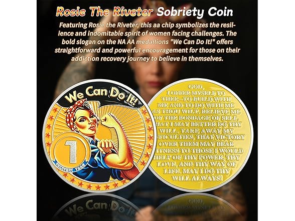Rosie The Riveter 1 Year Sobriety Coin