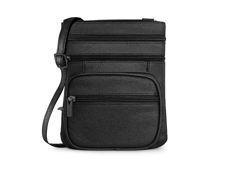Genuine Leather Multi-Zippered Crossbody Bag