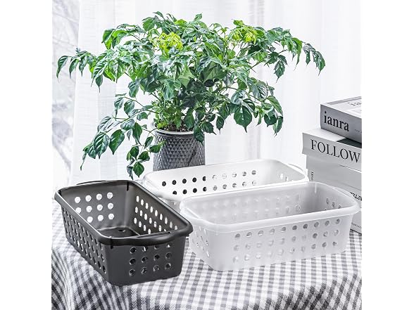 Cetomo Plastic Storage Baskets with Handle,Transparent, 12 Pack