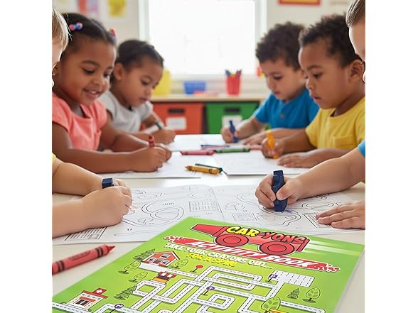 Fun Express Cars Coloring Books with Car-Shaped Crayons