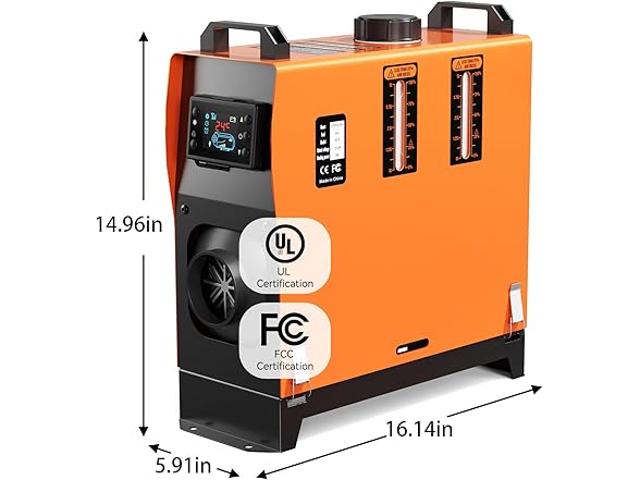 Ecojoy W0568 Diesel Heater 12V 8KW Orange Vertical - Gallery 8