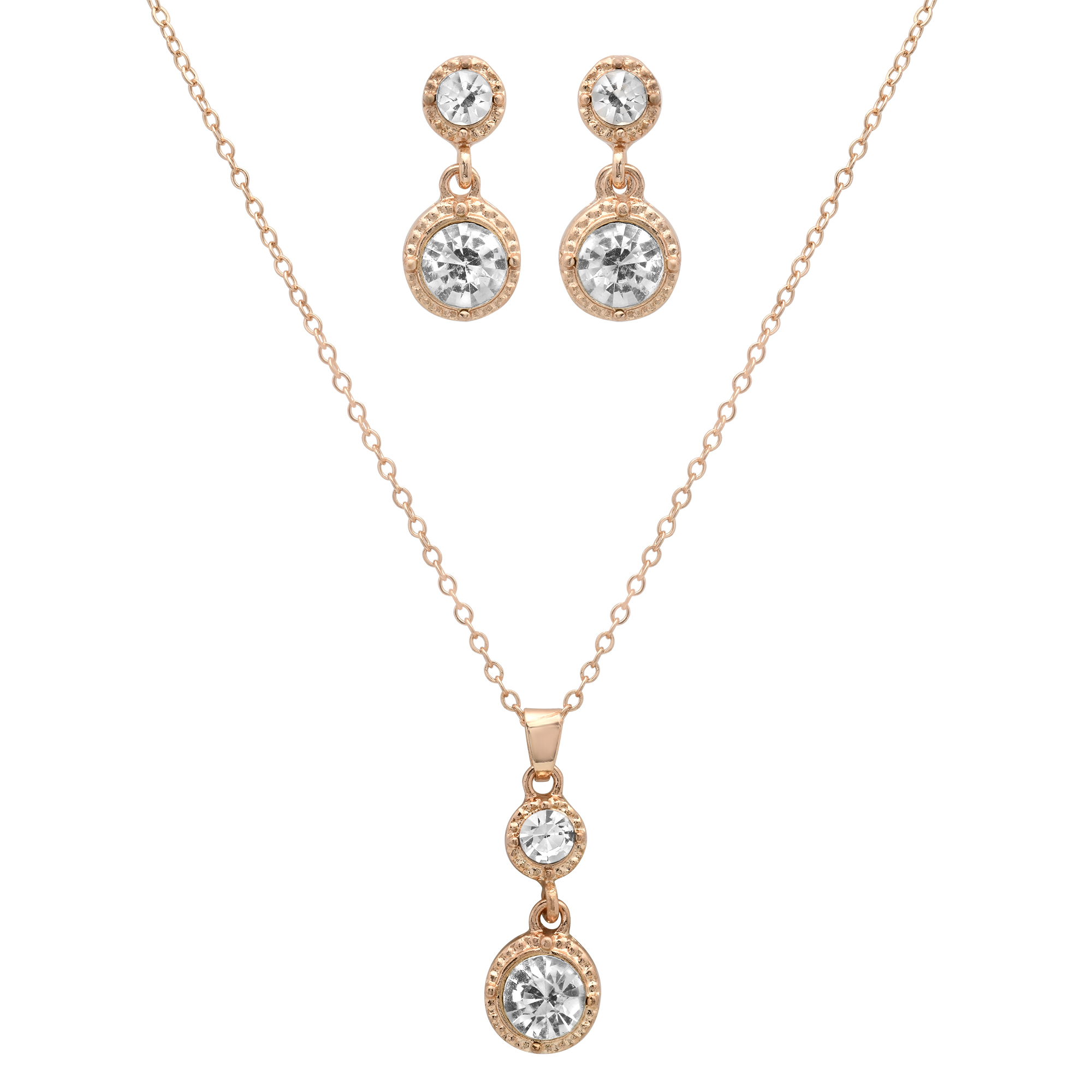 Crystal Drop Necklace & Earrings Set - Gallery 5