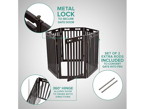 Arf Pets Arf Pets Freestanding Dog Gate with Door, 6 Panel