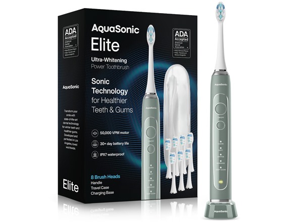 AquaSonic Elite Toothbrush Set Green - Gallery 2
