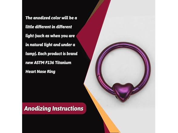 G23 Titanium Heart Nose Ring Dark Purple