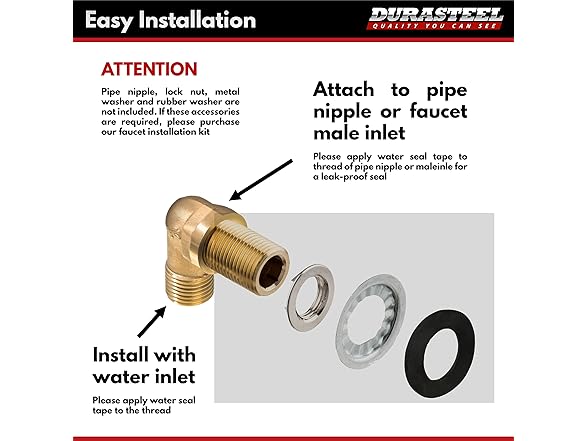 DuraSteel Wall Mount Faucet 90-Degree Elbow