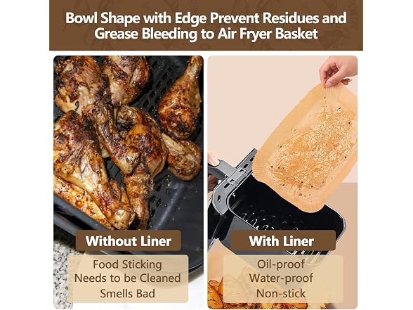 UBeesize Air Fryer Paper Liners Disposable For Ninja, 150 PCS