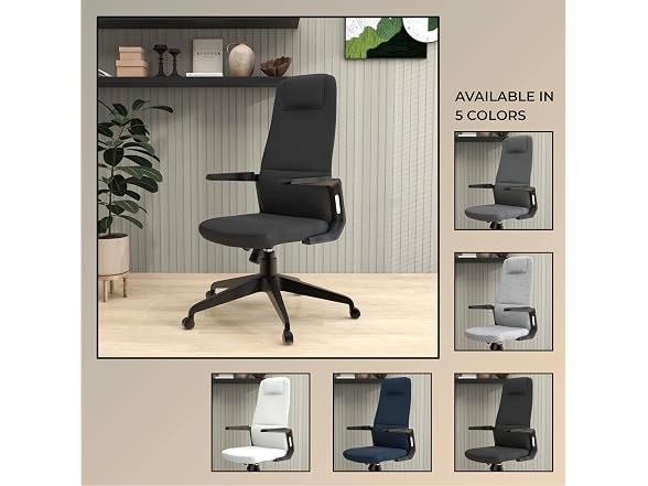 LeisureMod Leather Ergonomic High-Back Office Chair