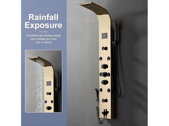 BWE Shower Panel Tower 304 Stainless Steel with 6 Body Jets