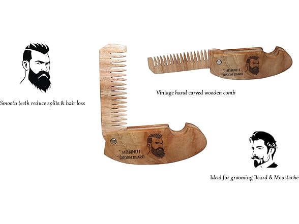 HOMNUT Sandalwood Hair Folding Comb
