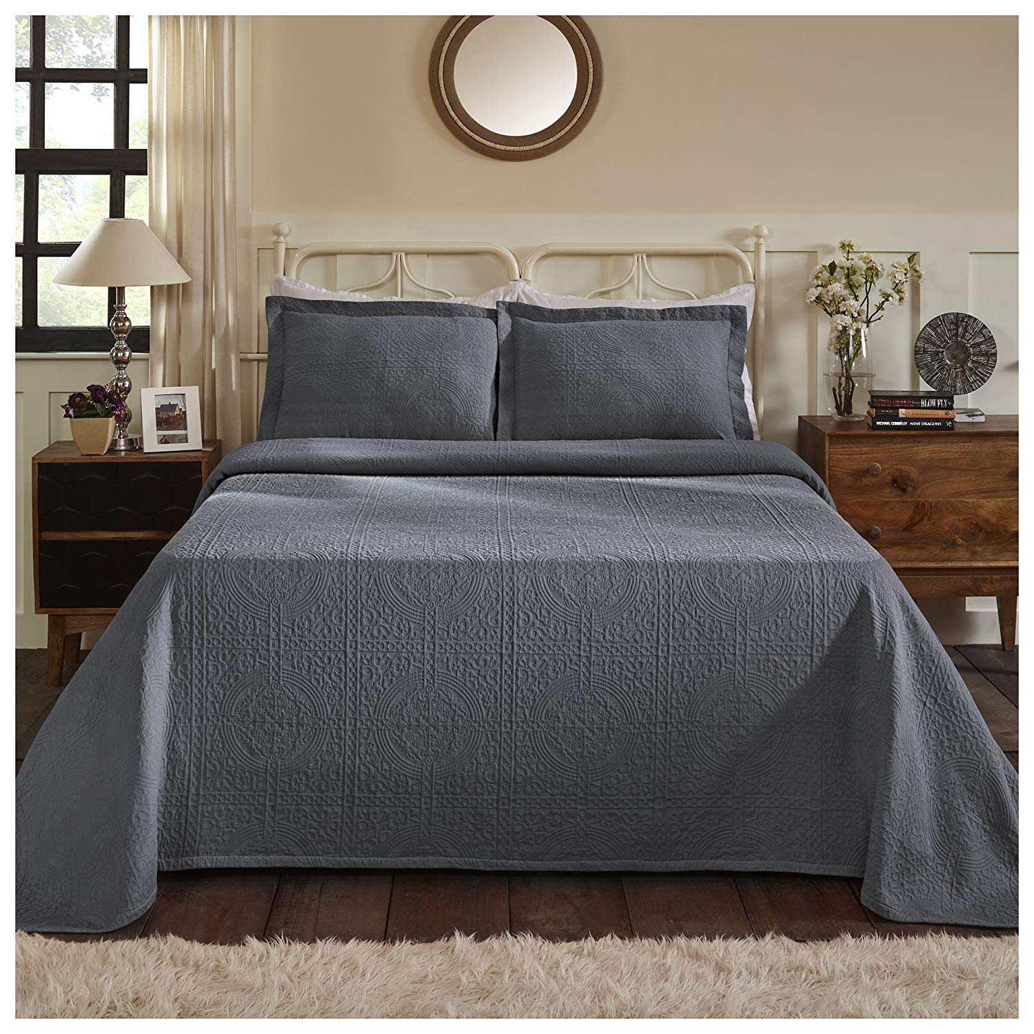 Superior 100% Cotton Medallion Bedspread with Shams - Gallery 19