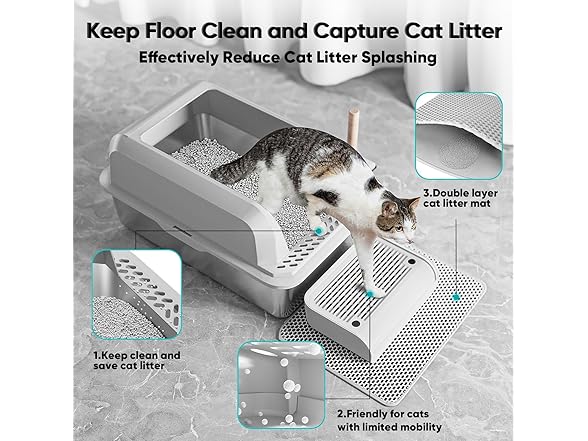 XL Stainless Steel Cat Litter Box