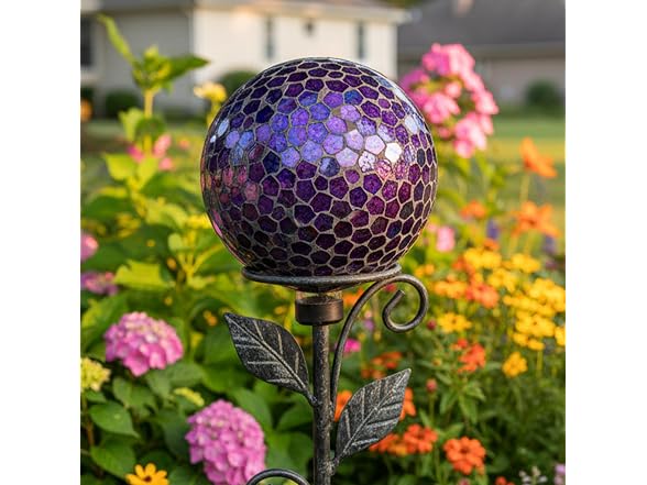 Sunnydaze 10" Mosaic Iridescent Purple Globe