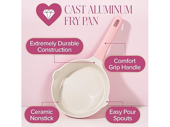 Paris Hilton Ceramic Cast Aluminum Fry Pan Pink