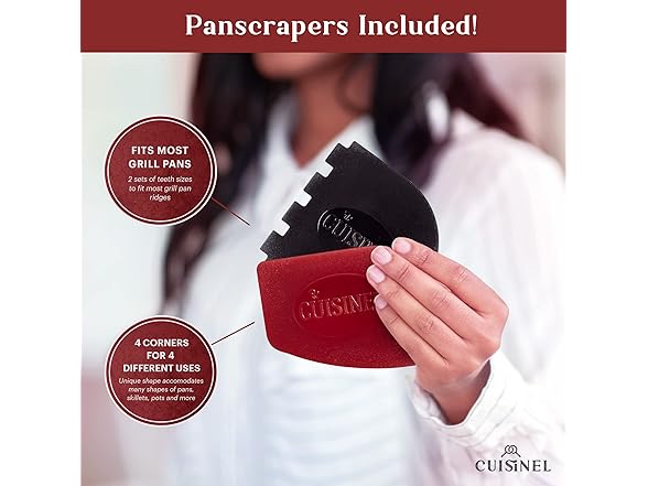Cuisinel Cast Iron Griddle/Grill + Scraper/Cleaner