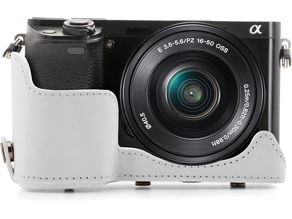 MegaGear Ever Ready Leather Camera Case and Strap (White)