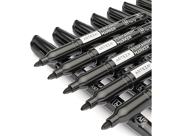 ARTEZA Permanent Markers Black, Bulk Set of 60