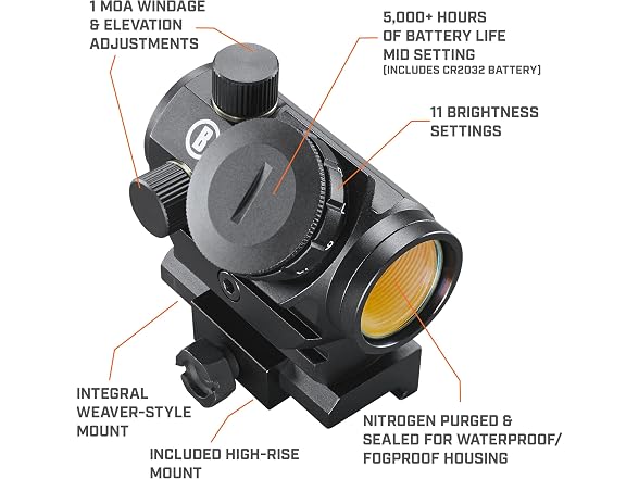 Bushnell TRS-25 Hirise 1x25mm Red Dot Riflescope with Riser, Black (Open Box)