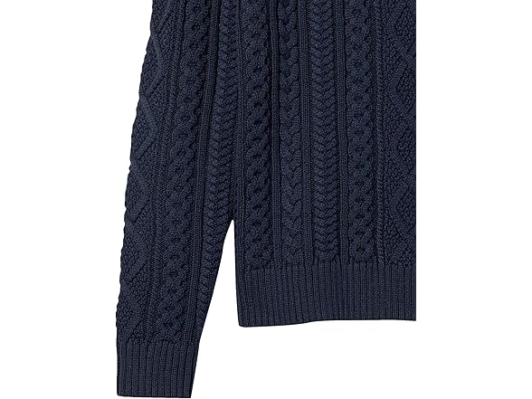 Mens LongSlv Cotton Cable Crew Navy (S)