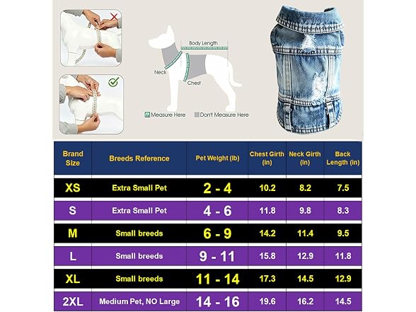 Jean Jacket for Dogs Blue Lapel Vest Coat Co