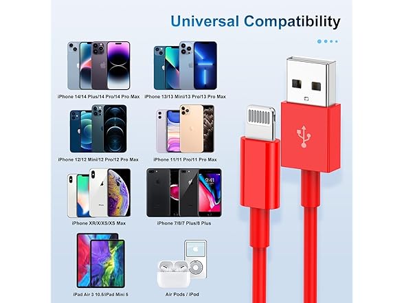 3 Pack Apple MFi Certified Charger