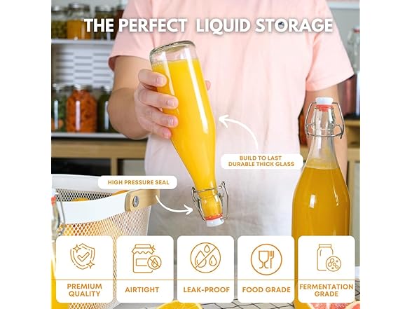 FastRack 8.5oz Swing Top Glass Bottles (Pack of 8) 