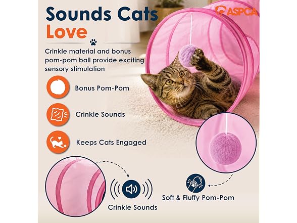 ASPCA Cat Tunnel with Rattle Toy