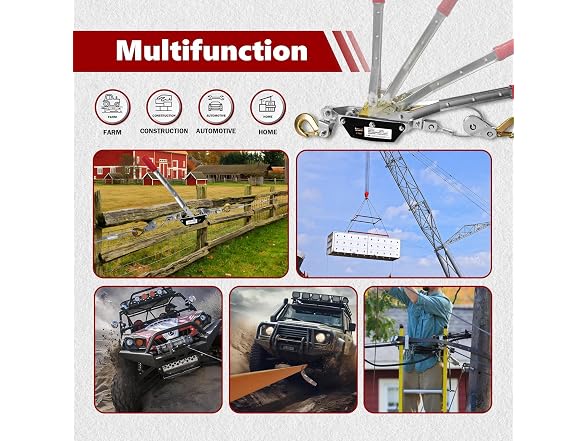 2 Ton Come Along Winch 12 Ft Steel Cable 