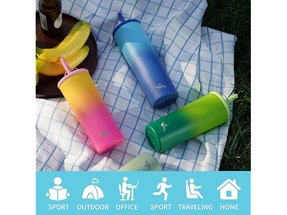 Konokyo 20oz Insulated Tumbler with Lid and Straw Oasis