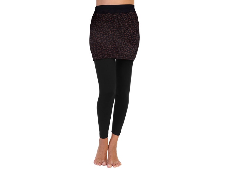 Angelina 021_COLEO_1_S-M Small - Medium Blend Mini Skirt Leggings, Regular and Queen Size Coffee Leopard (1 Pack)