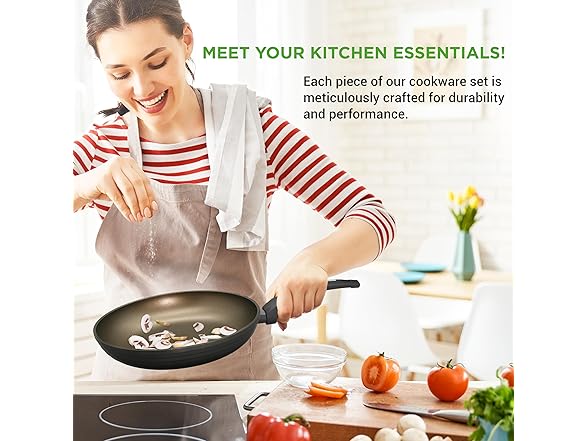 NutriChef Metallic Ridge Line Nonstick Cooking Set