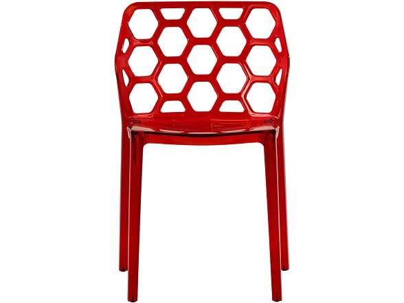 LeisureMod Dynamic Clear Acrylic Dining Chair Red